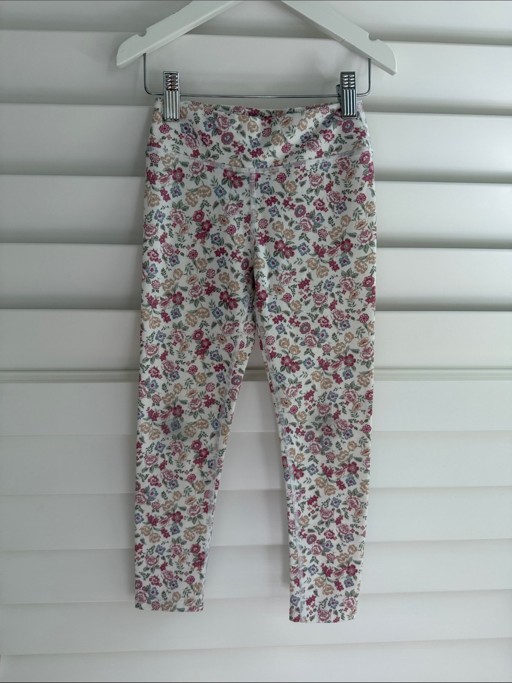 Janie and Jack Floral Leggings - White with Pink & Green